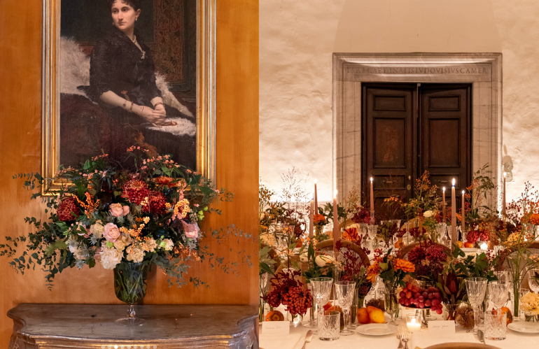 Composizione floreale immersiva in dialogo con lo spazio architettonico