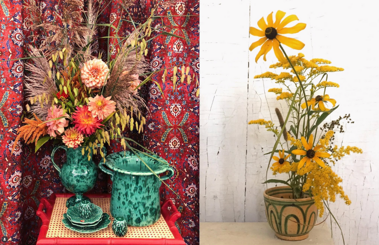 Composizione floreale naturale realizzata da Amy Merrick