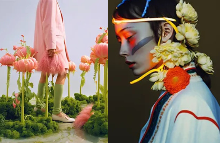 Corpo umano e vegetazione fusi in immagine digitale