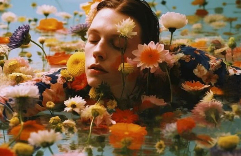 Tronco simbolico e foglie fluttuanti