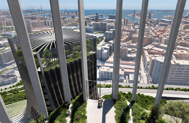 Zaha Hadid - Masterplan Napoli Porta Est con vegetazione urbana