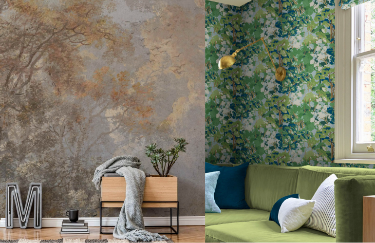 Dettaglio texture raphia su wallpaper vegetale