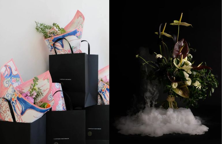 Ambiente floreale creato per un’esperienza immersiva