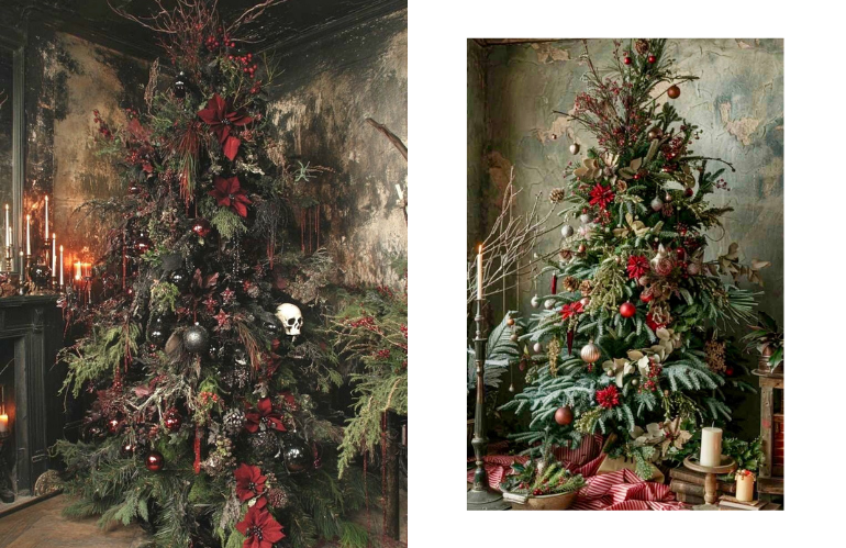 Albero decorato con stelle luminose e elementi in carta