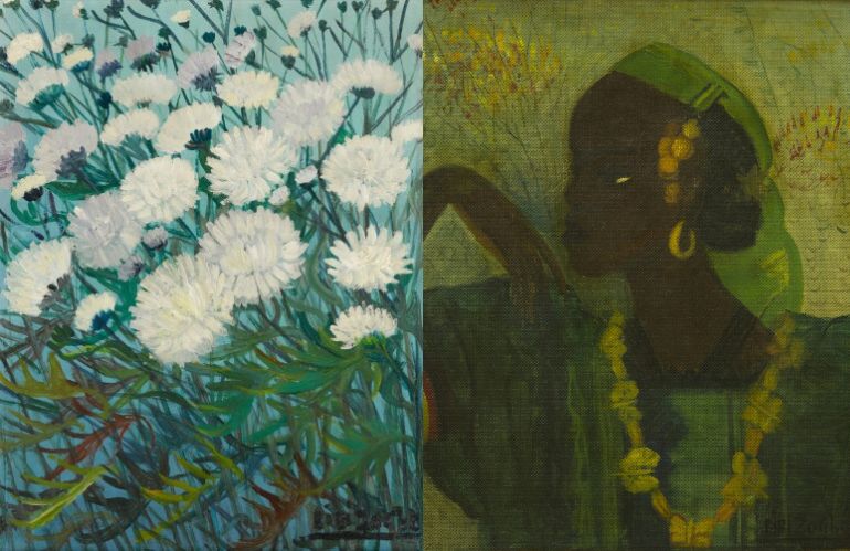 Composizione floreale su sfondo giallo di Zogbé