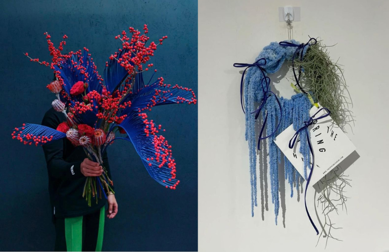 Centrotavola natalizio minimalista con elementi botanici naturali